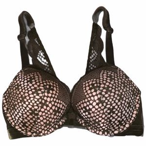 VS Very Sexy Front Close Push Up Bra Olive Green Lace & Velvet Trim 32C